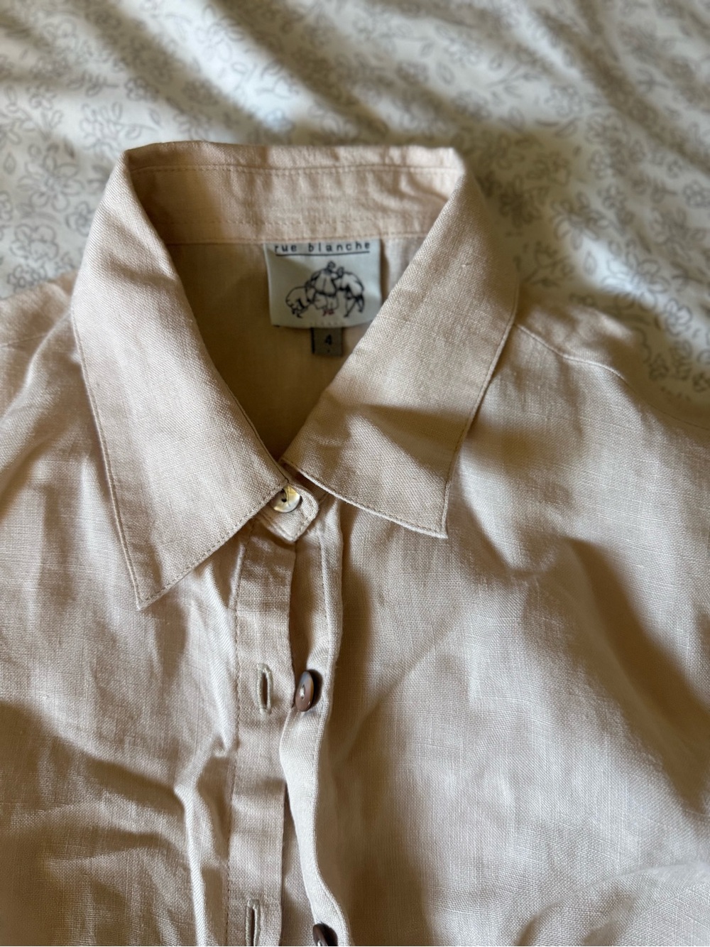 Light Beige Linen Button-Down Shirt